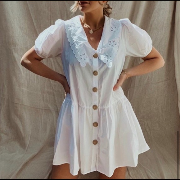 Blogger Favorite ZARA Guipure Poplin Collar Dress - Picture 2 of 6